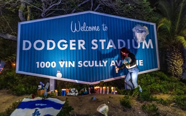 Fans Pay Homage To Vin Scully At Makeshift Memorial